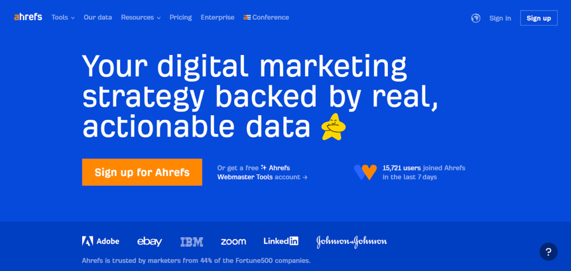 Ahrefs home page 