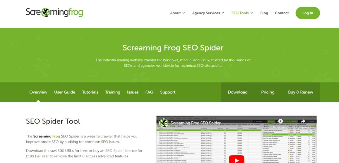 Screaming Frog SEO Spider home page